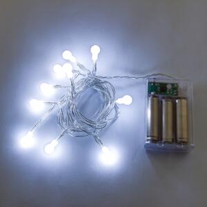 LED fényfüzér – elemes, jégfehér, 2,1 m
