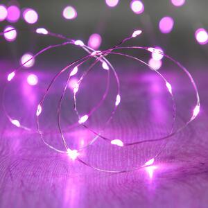 LED fényfüzér – elemes, rózsaszín, 20 dióda, 2,3 m
