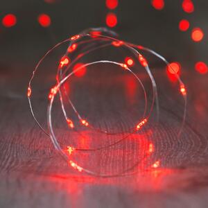LED fényfüzér – elemes, piros, 20 dióda, 2,3 m