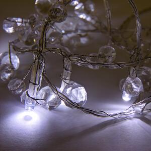 LED fényfüzér elemre – kristályok, jégfehér, 10 dióda, 1,3 m