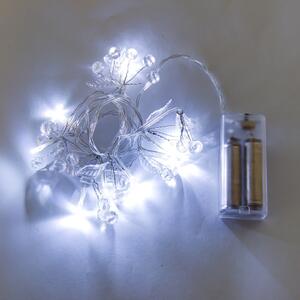 LED fényfüzér elemre – kristályok, jégfehér, 10 dióda, 1,3 m