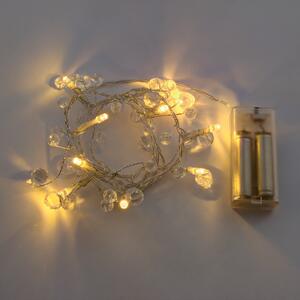 LED fényfüzér elemre – kristályok, meleg fehér, 10 dióda, 1,3 m
