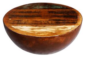 Tál alakú tömör újrahasznosított fa/acél dohányzóasztal