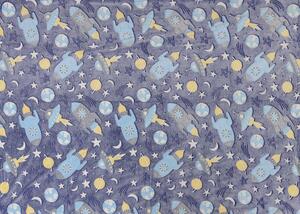 COMETS AND ROCKET kék-szürke mikroflanel világító takaró 150x200 cm