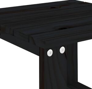 VidaXL 2 db fekete tömör fenyőfa napozóágy asztallal