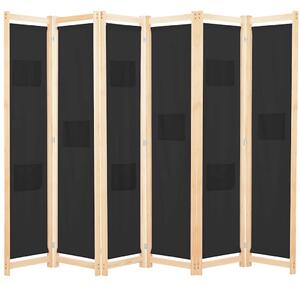 Fekete 6-paneles szövetparaván 240 x 170 x 4 cm