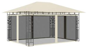 Krémszínű pavilon szúnyoghálóval 4 x 3 x 2,73 m 180 g/m²
