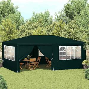 Zöld rendezvénysátor oldalfalakkal 4 x 6 m 90 g/m²