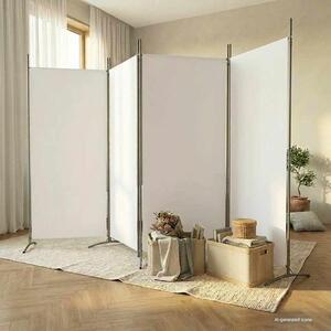 4 paneles fehér szövet térelválasztó 346x180 cm