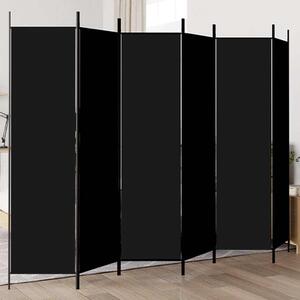 6 paneles fekete szövet térelválasztó 300x200 cm
