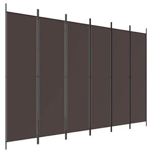6 paneles barna szövet paraván 300x200 cm