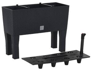 Antracitszürke polipropilén rattan kerti magaságyás 60x25x46 cm