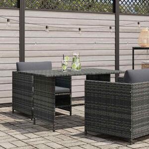 Szürke polyrattan kerti étkezőasztal 110 x 70 x 65 cm