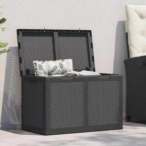 Fekete PP rattan kerti tárolóláda 180 L