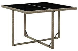 Szürke polyrattan és üveg kerti asztal 109 x 107 x 74 cm