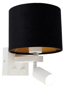 Fali lámpa fehér olvasólámpával és búrával 18 cm fekete - Brescia