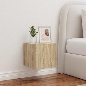 2 db sonoma tölgy színű fali TV-szekrény LED-del 30,5x35x30 cm