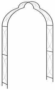 Fekete vas kerti boltív kapuval 150 x 34 x 240 cm
