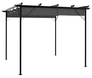 Antracitszürke acél pavilon behúzható tetővel 3 x 3 m 180 g/m²