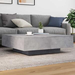 Betonszürke dohányzóasztal LED-lámpákkal 100 x 100 x 31 cm