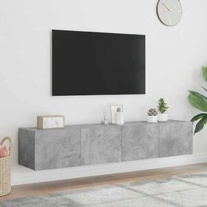 2 db betonszürke fali TV-szekrény LED-del 80x35x31 cm