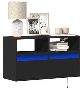 Fekete fali TV-szekrény LED-világítással 80x31x45 cm