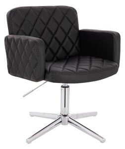 HC802CROSS Fekete Modern Műbőr Szék Krómozott lábbal