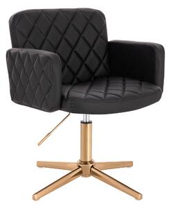 HC802CROSS Fekete Modern Műbőr Szék Arany lábbal