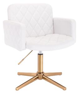 HC802CROSS Fehér Modern Műbőr Szék Arany lábbal