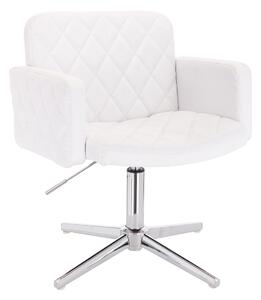 HC802CROSS Fehér Modern Műbőr Szék Krómozott lábbal