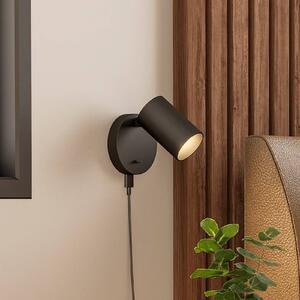 Deko-Light CAN TILT fali spotlámpa, fekete, Ø 10 cm, fém kapcsoló USB, Fekete, Nappali / Étkező, Alumínium
