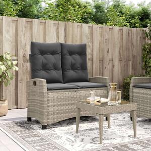 VidaXL világosszürke polyrattan dönthető kerti pad párnával