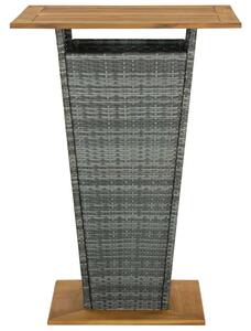 Akácfa-Polyrattan Bárasztal - Szürke - 80x80x110 cm