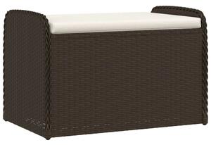 VidaXL barna polyrattan tárolópad párnával 80 x 51 x 52 cm