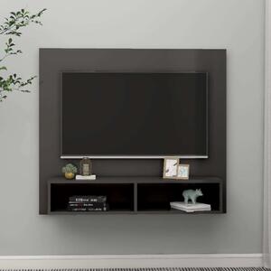 Magasfényű szürke fali forgácslap tv-szekrény 102x23,5x90 cm