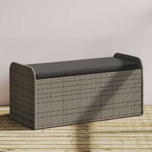VidaXL szürke polyrattan tárolópad párnával 115 x 51 x 52 cm