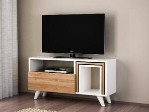 TV-s szekrény Novella K2-White, Walnut fehér Dió