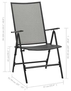 4 db antracitszürke acél összecsukható hálós szék