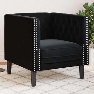 Fekete bársony Chesterfield kanapéfotel