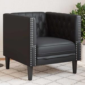 Fekete műbőr Chesterfield kanapé