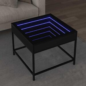 Fekete végtelen hatású LED-es dohányzóasztal 50 x 50 x 41 cm