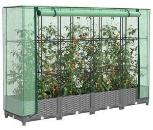 Rattan megjelenésű magaságyás melegháztakaróval 160x40x123 cm