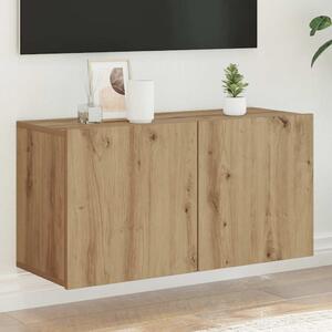 Kézműves tölgy színű falra szerelhető TV-szekrény 80x30x41 cm