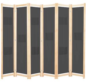 Szürke 6-paneles szövetparaván 240 x 170 x 4 cm
