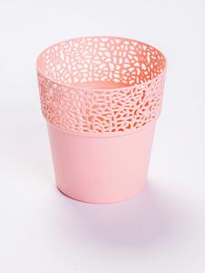 Rózsaszín virágkaspó csipke mintázattal, 14,5 cm