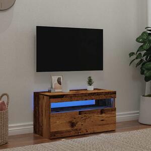 Antik fa színű szerelt fa TV-szekrény LED-ekkel 75x35x40 cm