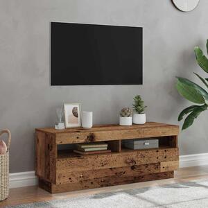 Antik fa színű szerelt fa TV-szekrény LED-ekkel 100x35x40 cm