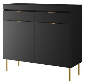 Sentia komód 105 cm, kétajtós két fiókkal - fekete / aranysárga