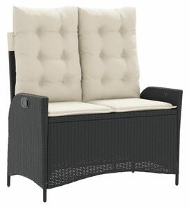 VidaXL fekete polyrattan dönthető kerti pad párnával