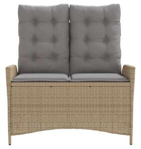 VidaXL Kertbútor - Dönthető Polyrattan Pad - Bézs - 2 személyes